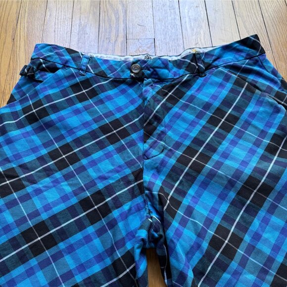 Royal & Awesome Size 36 Blue Plaid Trews Cotton Blend Comfortable Golf Shorts - Picture 5 of 15